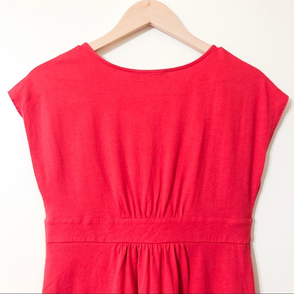 loft | banded short sleeve red dress small - Picture 4 of 6